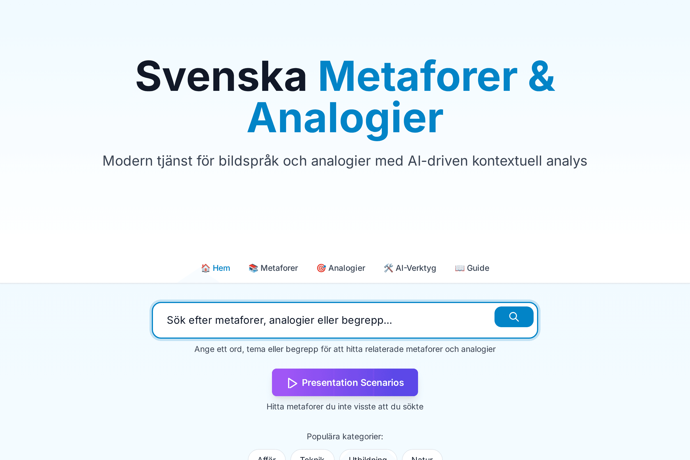 Svenska Metaforer & Analogier - AI-driven Bildspråk