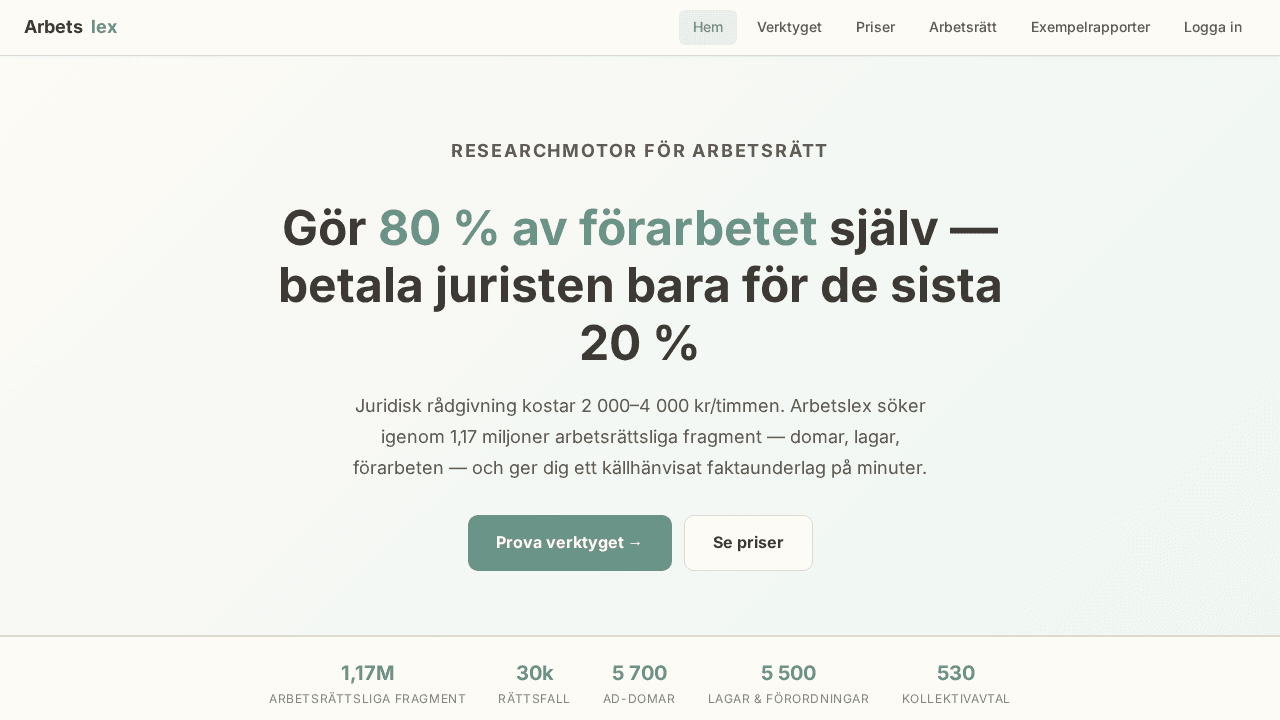 Arbetslex - AI-Powered Employment Law Analysis - Fintech och betalningsprojekt av Mikael Fallström